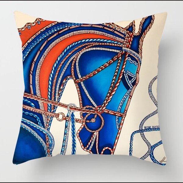 HORSE COLLECTION edel deSIGN &quot;Pferdekopf&quot; blau auf wei&szlig;em Fond 45 x 45 cm