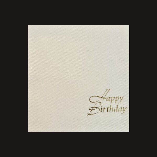 4er Set LUXUS SERVIETTEN deSIGN &quot;Happy Birthday&quot; 40x40 cm f&uuml;r extravagantes TischStyling