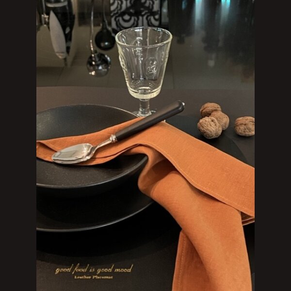 Elegante STOFF Servietten 4er Set 100 % Leinen TERRACOTTA 40 x 40 cm f&uuml;r exzellentes Tisch Styling