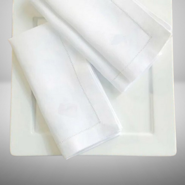 TableART - edle STOFF Servietten m. Hohlsaum 4er Set 100 % Cotton WEISS 45 x 45 cm f&uuml;r glamour&ouml;ses Tisch Styling