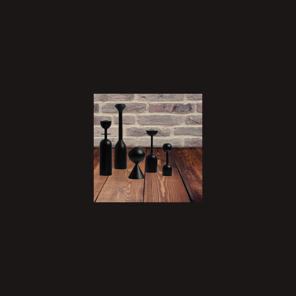 desSIGN  5er Set KERZENHALTER ENSEMBLE aus schwarzem Holz