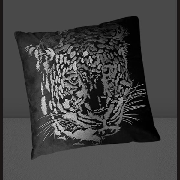 STYLE UP-GRADE! &quot;Silver LEO&quot; trifft auf samtige TiefSchwarze Eleganz LuxusGr&ouml;&szlig;e 50 x 50 cm