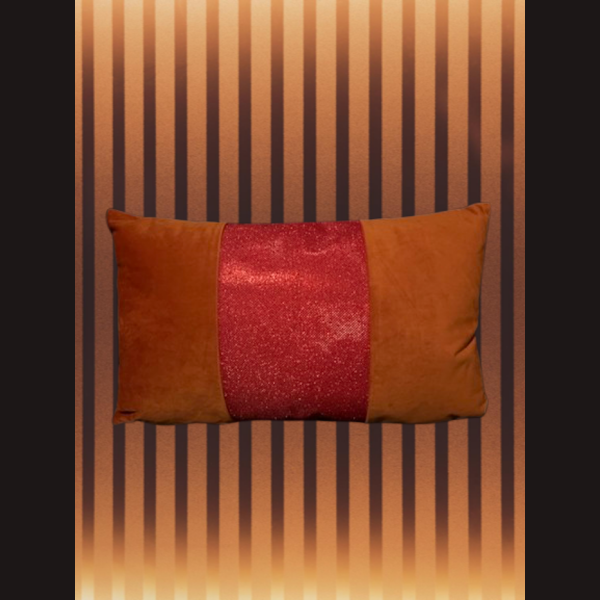 HAUCH von EXTRAVAGANZ Deko Kissen EdelLOOK SAMT Orange m. PinkStripe 30 x 50 cm