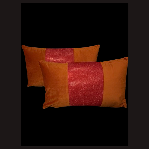 HAUCH von EXTRAVAGANZ Deko Kissen EdelLOOK SAMT Orange m. PinkStripe 30 x 50 cm