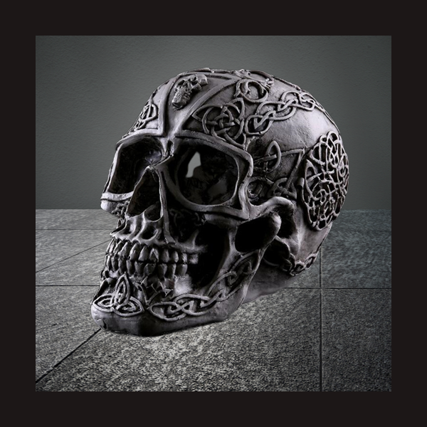 SKULL deSIGN Objet TOTENKOPF Grey Edition mit Verzierung &quot;Fantasy No. 18&quot;