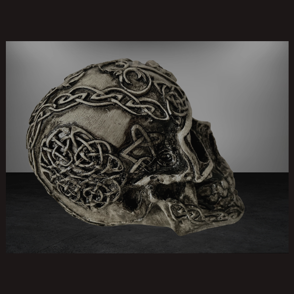 SKULL deSIGN Objet TOTENKOPF Grey Edition mit Verzierung &quot;Fantasy No. 18&quot;