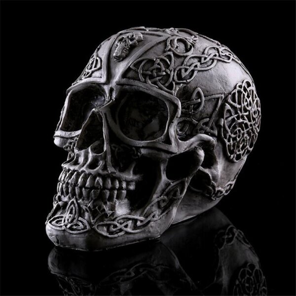 SKULL deSIGN Objet TOTENKOPF Grey Edition mit Verzierung &quot;Fantasy No. 18&quot;