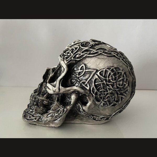 SKULL deSIGN Objet TOTENKOPF Grey Edition mit Verzierung &quot;Fantasy No. 18&quot;