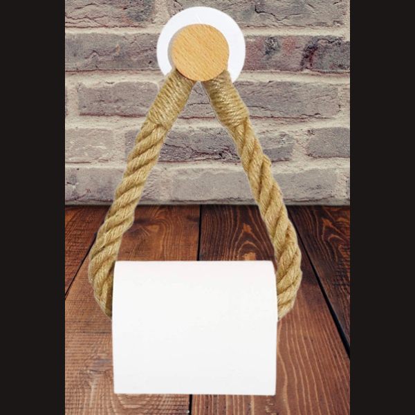 WC PAPIER-HALTER / HANDTUCH-HALTER Vintage Look Juteseil mit Holzknopf - STYLE-IN-EVERY-ROLL