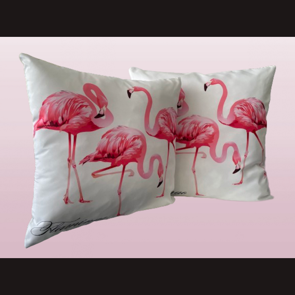 JungleART Collection Deko Kissen deSIGN  &gt;Flamingos&lt; SeidenOptik 45x45 cm