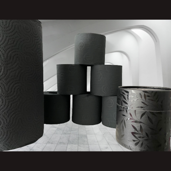 VIVA SCHWARZ Luxury - 3er Set WC Papier &amp; XXL Handtuch-/K&uuml;chenrolle &amp; Zupfbox