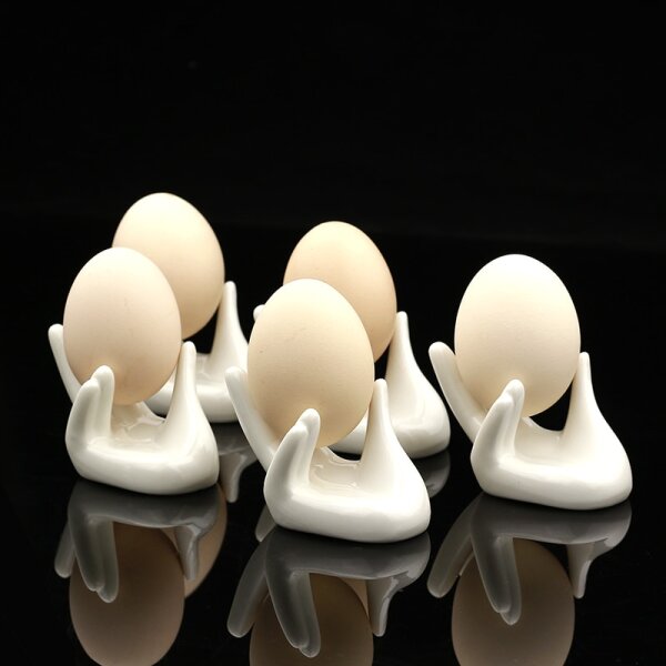 NewLOOK EIERBECHER / EIERHALTER mit deSIGN Appeal in Handform Keramik wei&szlig; - 6er Set