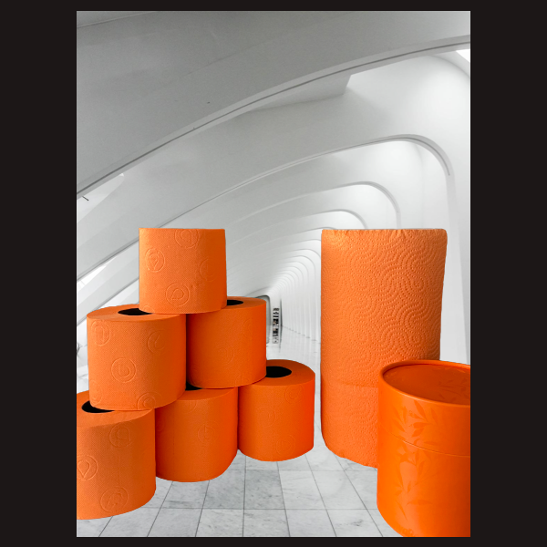 VIVA ORANGE 3er Set WC-Papier &amp; XXL Handtuch-Rolle &amp; Taschent&uuml;cher Zupfbox