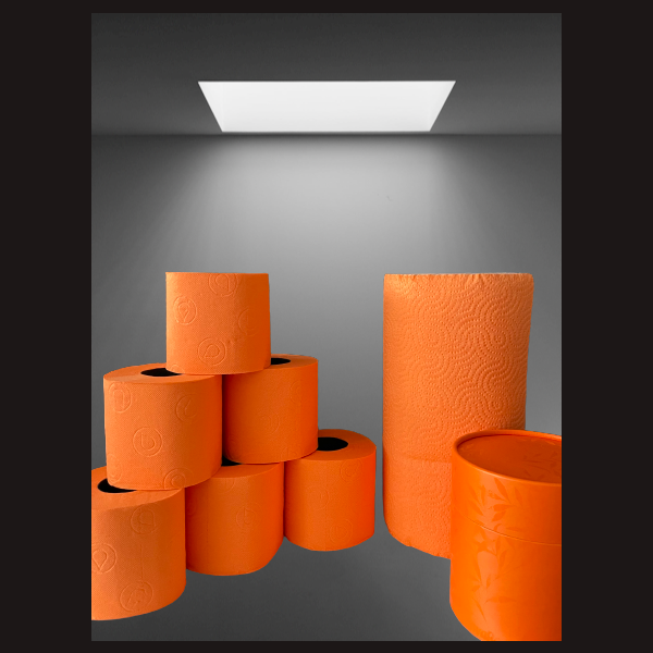 VIVA ORANGE 3er Set WC-Papier &amp; XXL K&uuml;chen-/Handtuch-Rolle &amp; Taschent&uuml;cher Zupfbox