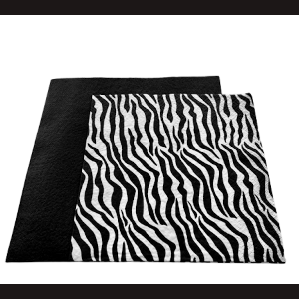 TableART Mix - SCHWARZ auf WEISS 40 St. schwarze Glamour Servietten &amp; 20 St. SchwarzWeisse &quot;Zebra&quot; Servietten