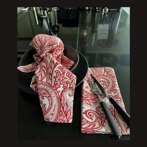 TableART - edle STOFF Serviette 2er Set 100 % Cotton &quot;WEISS ROTES deSIGN&quot; by Ralph Lauren