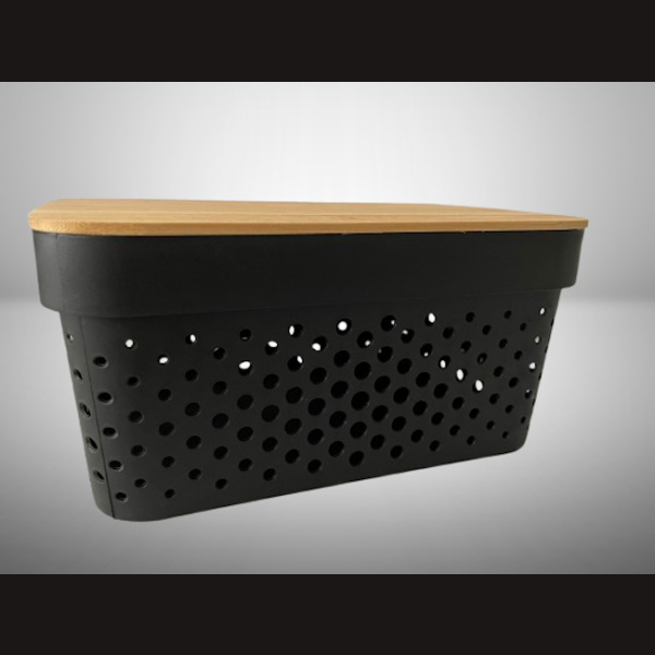 NEW K&uuml;chenLOOK - schwarze AufbewahrungsBox mit Bambus-Deckel 4,5 L