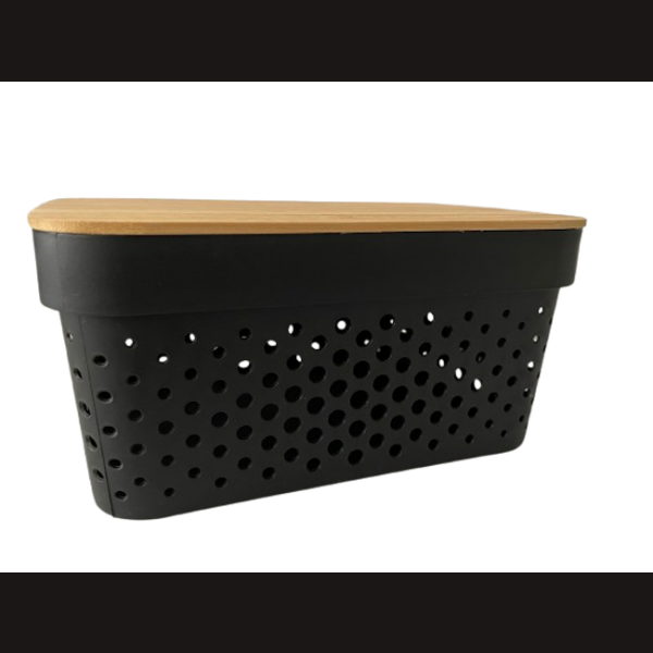 NEW K&uuml;chenLOOK - schwarze AufbewahrungsBox mit Bambus-Deckel 4,5 L