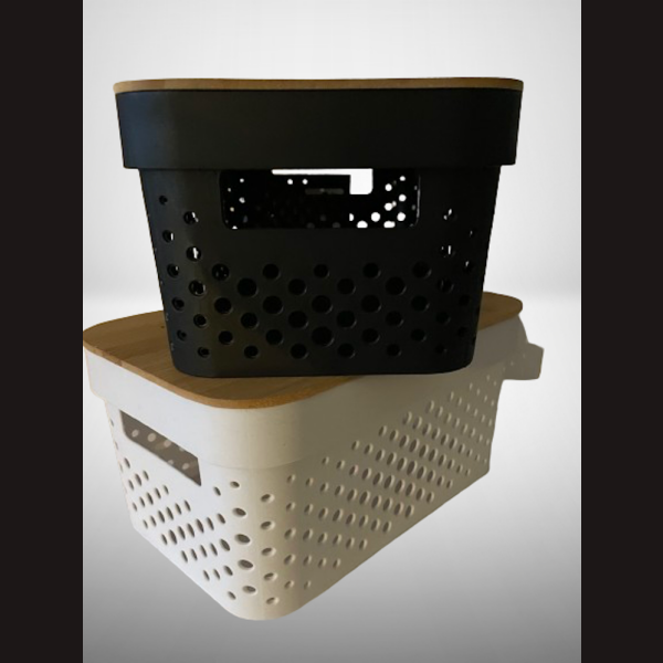 K&Uuml;CHEN CHIC -  AufbewahrungsBox mit Bambus-Deckel im WEISSEN DESIGN  4,5 L