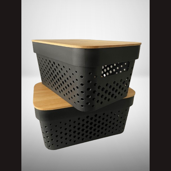 K&Uuml;CHEN CHIC -  AufbewahrungsBox mit Bambus-Deckel im WEISSEN DESIGN  4,5 L