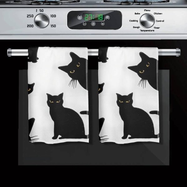 be Wild! 2er Set Geschirrt&uuml;cher deSIGN &quot;Black CAT&quot; Mikrofaser