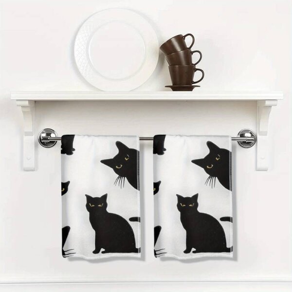 be Wild! 2er Set Geschirrt&uuml;cher deSIGN &quot;Black CAT&quot; Mikrofaser