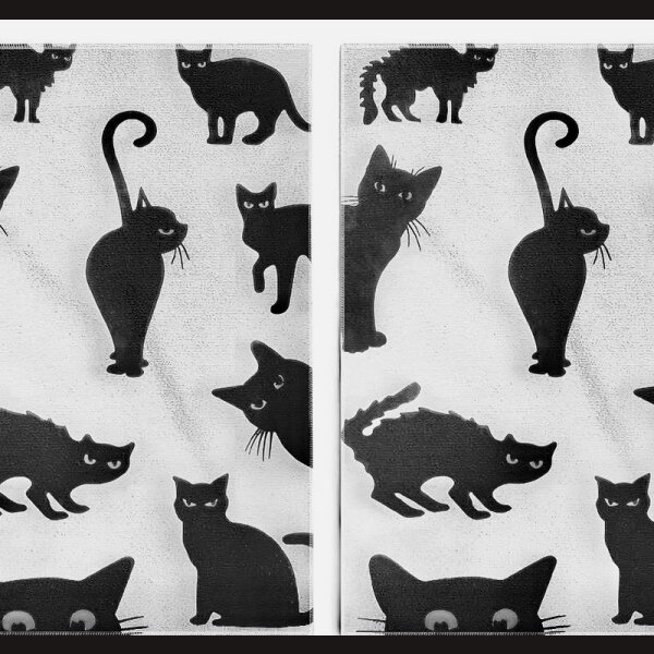 be Wild! 2er Set Geschirrt&uuml;cher deSIGN &quot;Black CAT&quot; Mikrofaser