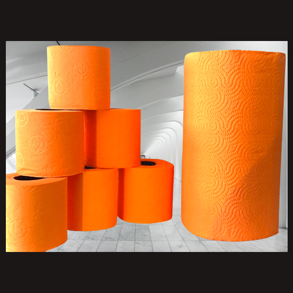 PowerLOOK ORANGE - 2er Set deSIGN WC Papier gepr&auml;gt - XL Handtuchrolle - Color your Life