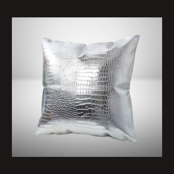 HOLLYWOOD unlimited! DEKO KISSEN im KROKO deSIGN SILBER 45x45 cm