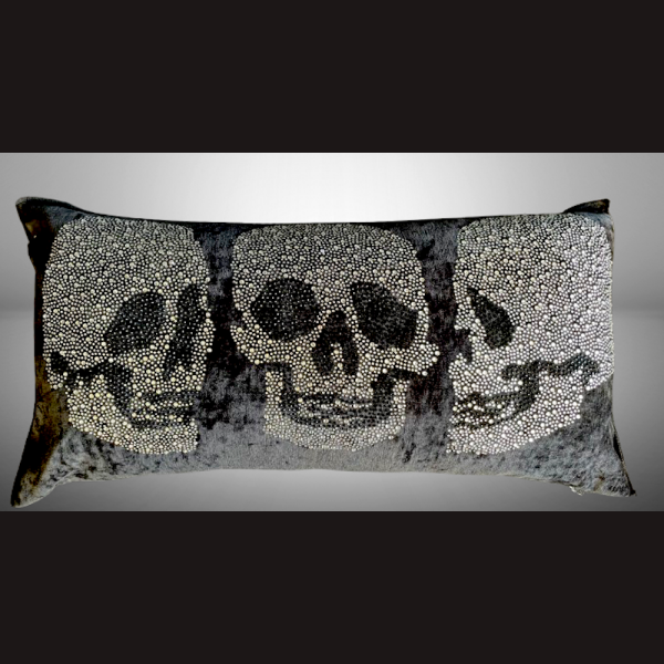 WOW! SKULL deSIGN Deko Kissen Samt Schwarz 30x50 cm