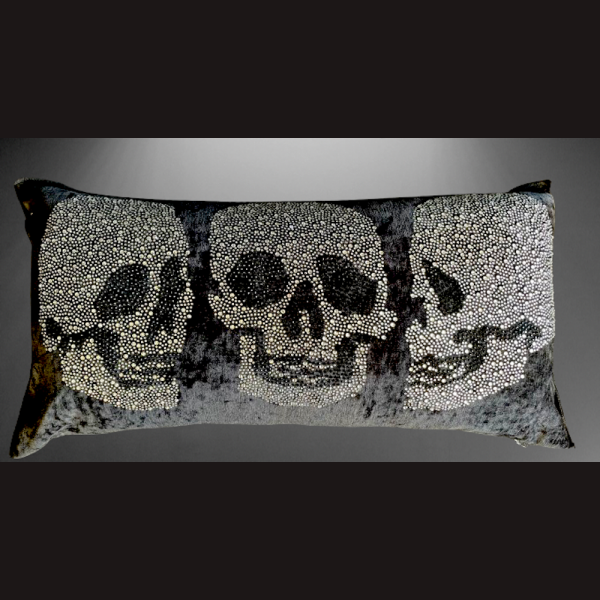 WOW! SKULL deSIGN Deko Kissen Samt Schwarz 30x50 cm