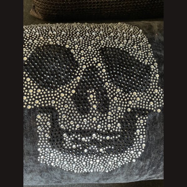 WOW! SKULL deSIGN Deko Kissen Samt Schwarz 30x50 cm