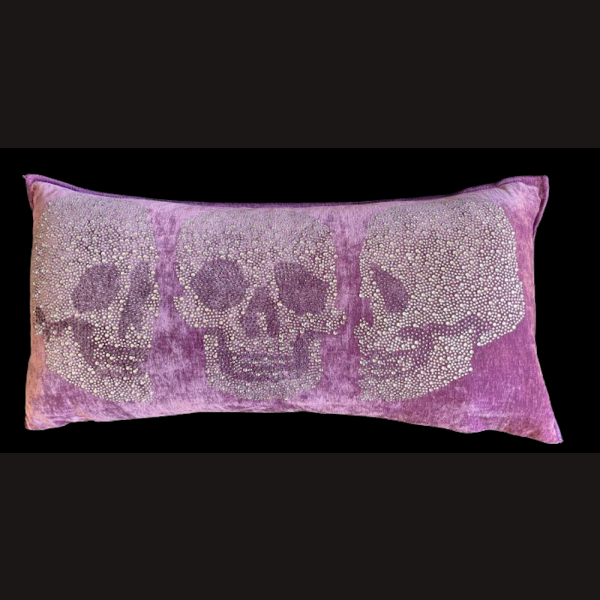 WOW! SKULL deSIGN Deko Kissen Samt Violett 30x50 cm