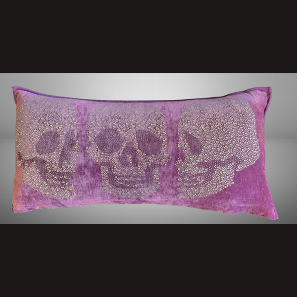 WOW! SKULL deSIGN Deko Kissen Samt Violett 30x50 cm