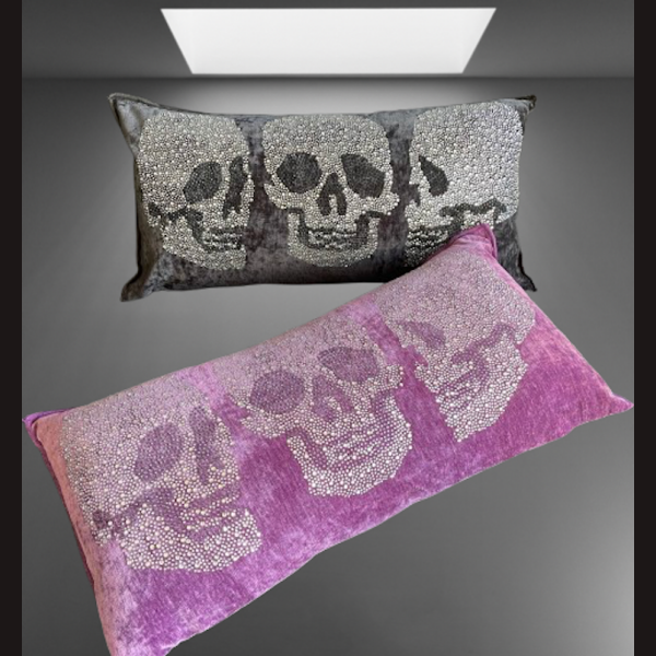 WOW! SKULL deSIGN Deko Kissen Samt Violett 30x50 cm