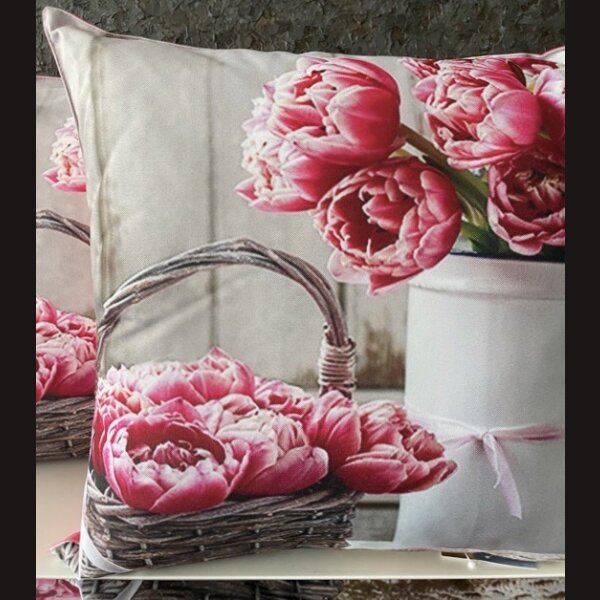 OUTDOOR KISSEN 2er Set florales deSIGN &quot;Tulpen&quot; 45 x 45 cm wasserabweisend &amp; wasserdicht