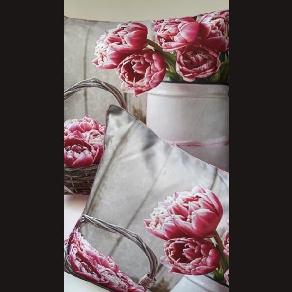 OUTDOOR KISSEN florales deSIGN &quot;Hortensie&quot; 2er Set 45 x 45 cm wasserabweisend
