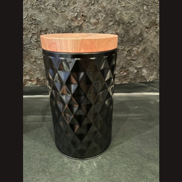 NEW K&uuml;chenLOOK SCHWARZE gepr&auml;gte Metall VorratsDose 10,8 x 18,6 cm - Gr&ouml;&szlig;e M