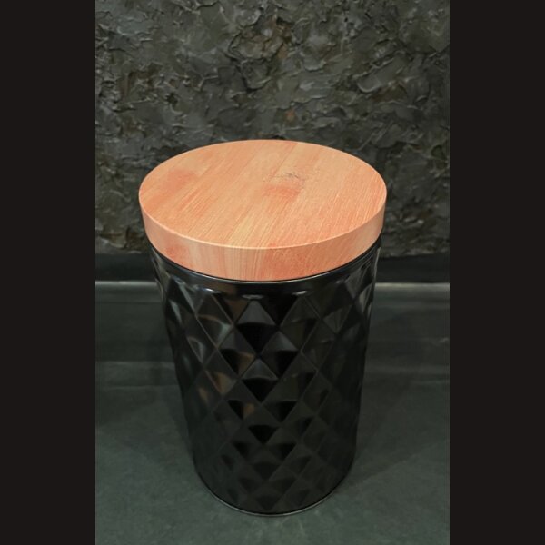 NEW K&uuml;chenLOOK SCHWARZE gepr&auml;gte Metall VorratsDose 10,8 x 18,6 cm - Gr&ouml;&szlig;e M