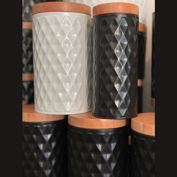 NEW K&uuml;chenLOOK WEISSES  3tlg. gepr&auml;gtes edles Metall VorratsDosen Set