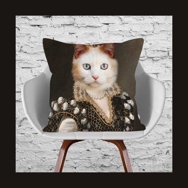 TIERISCH STYLISCHES Deko Kissen im Animal deSIGN &quot;Princess Cat&quot; 45 x 45 cm LeinenOptik