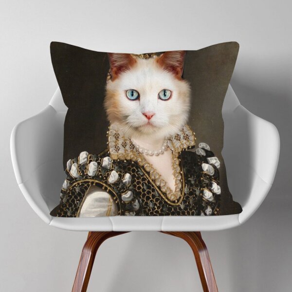 TIERISCH STYLISCHES Deko Kissen im Animal deSIGN &quot;Princess Cat&quot; 45 x 45 cm LeinenOptik