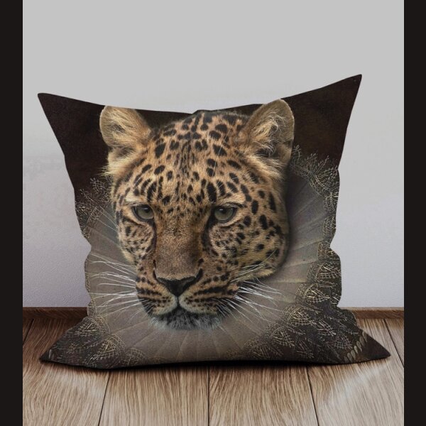 TIERISCH STYLISCHES Deko Kissen im Animal deSIGN &quot;Royal Leopard&quot; 45 x 45 cm SeidenOptik
