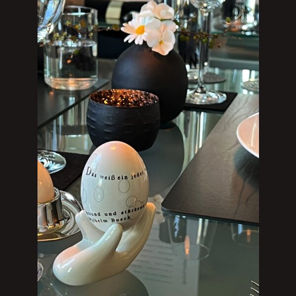 Eggcellent - der NewLOOK EIERBECHER/EIERHALTER mit deSIGN Appeal in Handform Keramik wei&szlig; - 2er Set
