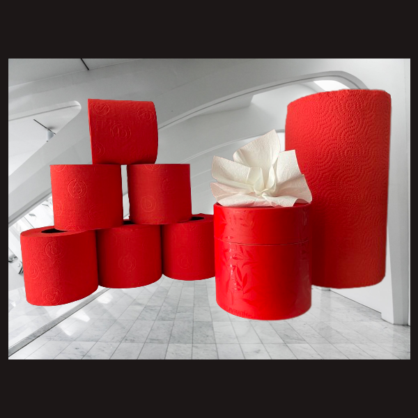 VIVA ROT Luxury - 3er Set WC-Papier &amp; XL K&uuml;chen-/Handtuch-Rolle /Zupfbox Kosmetik-/Taschent&uuml;cher