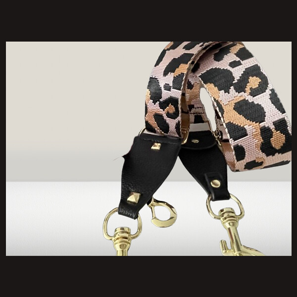 MEGA STYLISCHER Schulterriemen deSIGN Leopard Farben SchwarzRos&eacute;