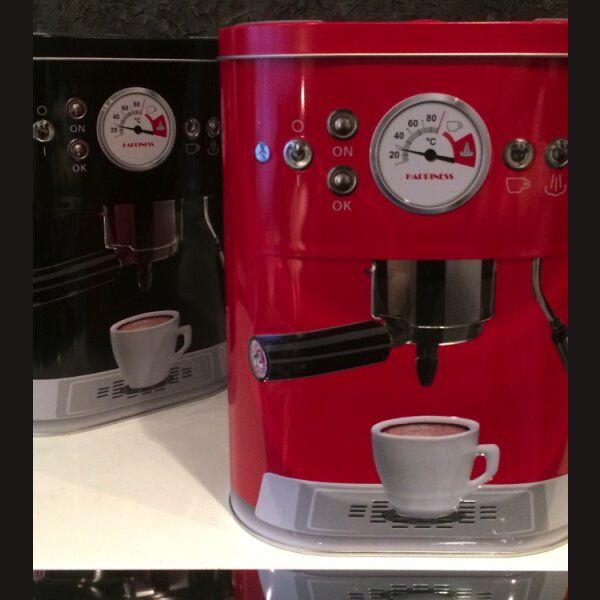 K&Uuml;CHEN GlamUP - RETRO COFFEE BOX Metall ROT im Kaffemaschinen deSIGN