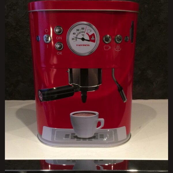 RETRO COFFEE BOX Metall rot im Kaffemaschinen deSIGN