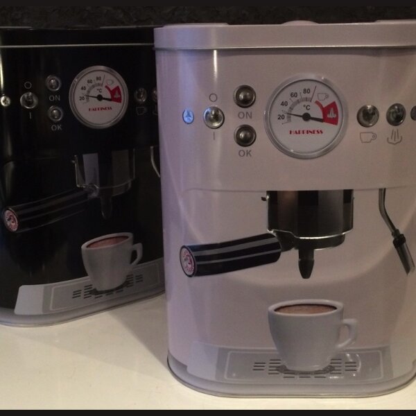 K&Uuml;CHEN GlamUP - RETRO COFFEE BOX Metall WEISS im Kaffemaschinen deSIGN