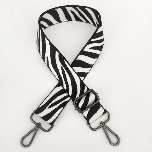 MEGA STYLISCHER Schulterriemen breit, verstellbar Crossbody Be Wild! im Zebra deSIGN Schlie&szlig;e black